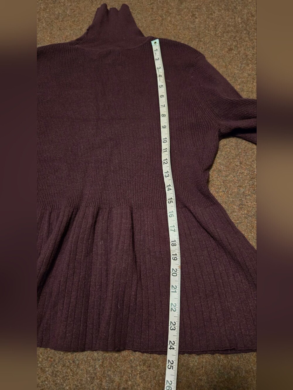 Turtleneck Sweater With Pelum Waist Berry Purple Size XL - Picture 6 of 9
